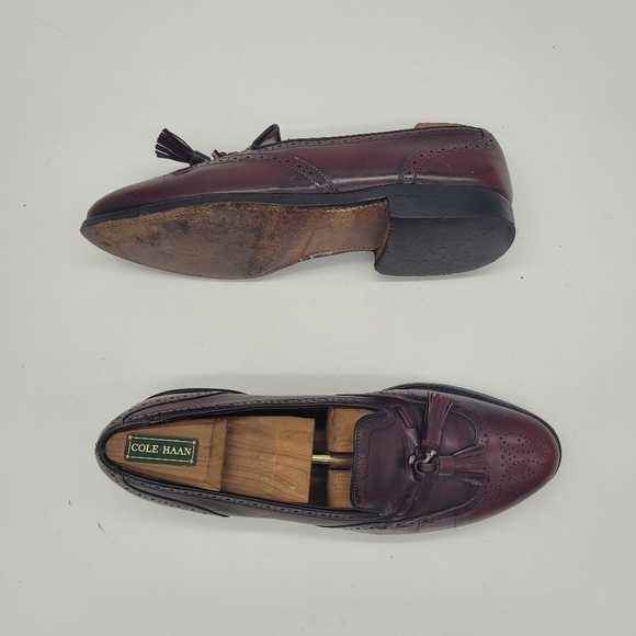 Allen Edmonds Shoes Men 8D Auburn  Burgundy Wingtip Slip On Loafers - Picture 12 of 15